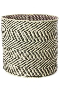 Swahili African Modern Black And Natural Maila Milulu Reed Basket Home Goods