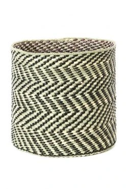Swahili African Modern Black And Natural Maila Milulu Reed Basket Home Goods