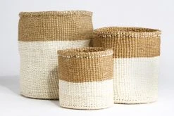 Swahili African Modern Dual Tone Sisal Basket Set Home Goods