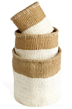 Swahili African Modern Dual Tone Sisal Basket Set Home Goods