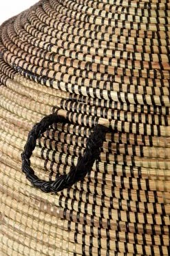 Swahili African Modern Extra Large Black And Gold ZigZag Hamper Home Goods