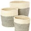Swahili African Modern Gray And Cream Twill Nesting Basket Set