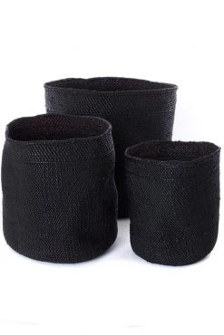Swahili African Modern Iringa Baskets - Solid Black Home Goods