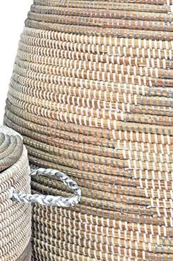 Swahili African Modern Large Silver And White Prayer Mat Hamper Home Goods