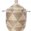 Swahili African Modern Medium Silver Triangle Laundry Hamper