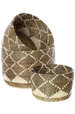 Swahili African Modern Home Goods Diamond Nesting Basket Set