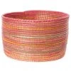 Swahili African Modern Home Goods Pink Knitting Basket With Orange And Silver Stripes