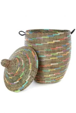 Swahili African Modern Large Sable Swirl Laundry Hamper Basket