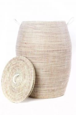 Swahili African Modern Senegalese Tall White Bongo Hamper Basket Best Sellers