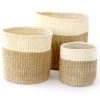 Swahili African Modern Home Goods Beige And Cream Sisal Nesting Basket Set 1 Swahili African Modern Home Goods Beige And Cream Sisal Nesting Basket Set