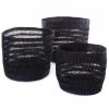 Swahili African Modern Raven Veta Vera Lace Weave Basket Bins Set Home Goods
