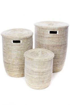 Swahili African Modern Solid White Classic Hamper Set