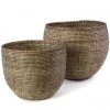 Swahili African Modern Home Goods Black Deep Nesting Basket Set 2 Swahili African Modern Home Goods Black Deep Nesting Basket Set