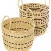 Swahili African Modern Raven Flecked Elephant Grass Baskets Set