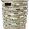 Swahili African Modern Silver Swirl Flat Lid Storage Basket Home Goods
