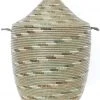 Swahili African Modern Large Silver Swirl Laundry Hamper Basket 1 Swahili African Modern Large Silver Swirl Laundry Hamper Basket