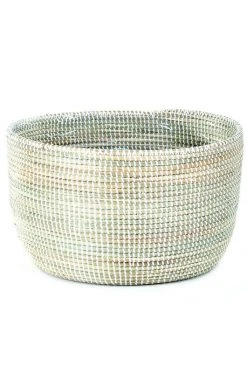 Swahili African Modern Solid White Knitting Basket Home Goods