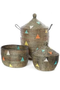 Swahili African Modern Baskets Teranga Triangles Knitting Basket