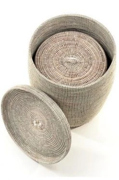 Swahili African Modern White Sand Dune Hamper Set