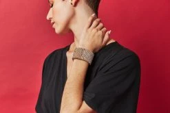 Swahili Coast Design Ombre Gold Beaded Leather Cuff