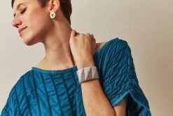 Swahili Coast Design Tri Silver Beaded Leather Cuff Jewelry