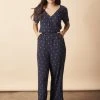 Symbology Baby Cacti Cropped Jumpsuit - Navy + Cream