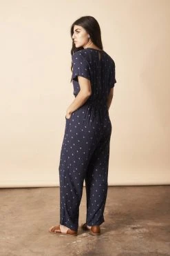 Symbology Baby Cacti Cropped Jumpsuit - Navy + Cream 6 Symbology Baby Cacti Cropped Jumpsuit - Navy + Cream