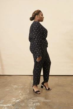 Symbology Baby Cacti Wrap Jumpsuit - Black + Ivory Clothing 15 Symbology Baby Cacti Wrap Jumpsuit - Black + Ivory Clothing