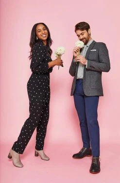 Symbology Baby Cacti Wrap Jumpsuit - Black + Ivory Clothing 11 Symbology Baby Cacti Wrap Jumpsuit - Black + Ivory Clothing