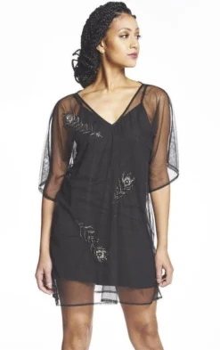 Symbology Sale Beaded Peacock Deep V Caftan
