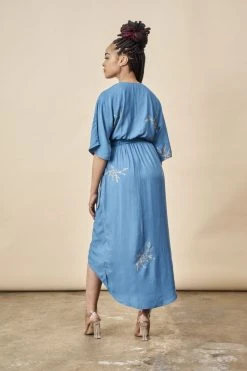 Symbology Cherry Blossom Modal Maxi Wrap Dress - Sapphire + Gold Best Sellers 9 Symbology Cherry Blossom Modal Maxi Wrap Dress - Sapphire + Gold Best Sellers