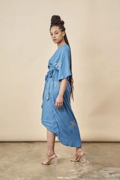 Symbology Cherry Blossom Modal Maxi Wrap Dress - Sapphire + Gold Best Sellers 10 Symbology Cherry Blossom Modal Maxi Wrap Dress - Sapphire + Gold Best Sellers