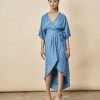 Symbology Cherry Blossom Modal Maxi Wrap Dress - Sapphire + Gold Best Sellers 1 Symbology Cherry Blossom Modal Maxi Wrap Dress - Sapphire + Gold Best Sellers