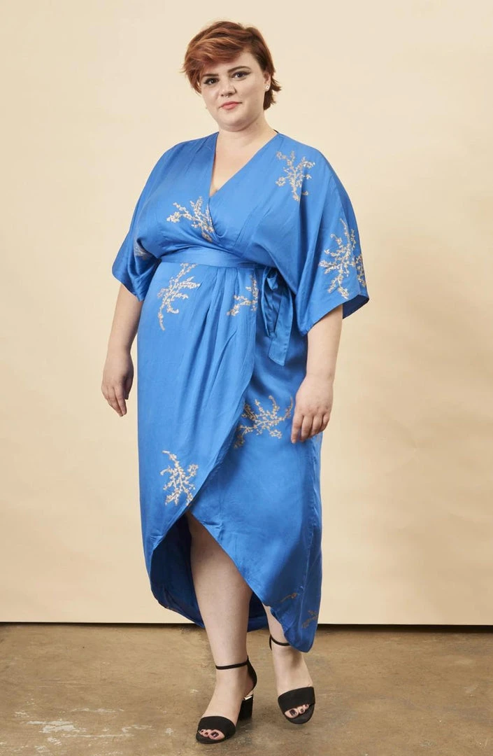 Symbology Cherry Blossom Modal Maxi Wrap Dress - Sapphire + Gold Best Sellers 4 Symbology Cherry Blossom Modal Maxi Wrap Dress - Sapphire + Gold Best Sellers