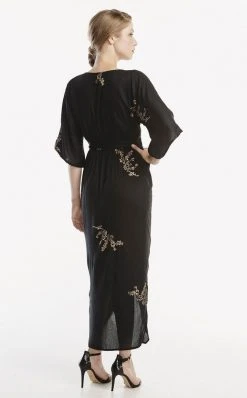 Symbology Best Sellers Cherry Blossom Modal Maxi Wrap - Black + Gold
