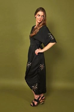 Symbology Best Sellers Cherry Blossom Modal Maxi Wrap - Black + Gold