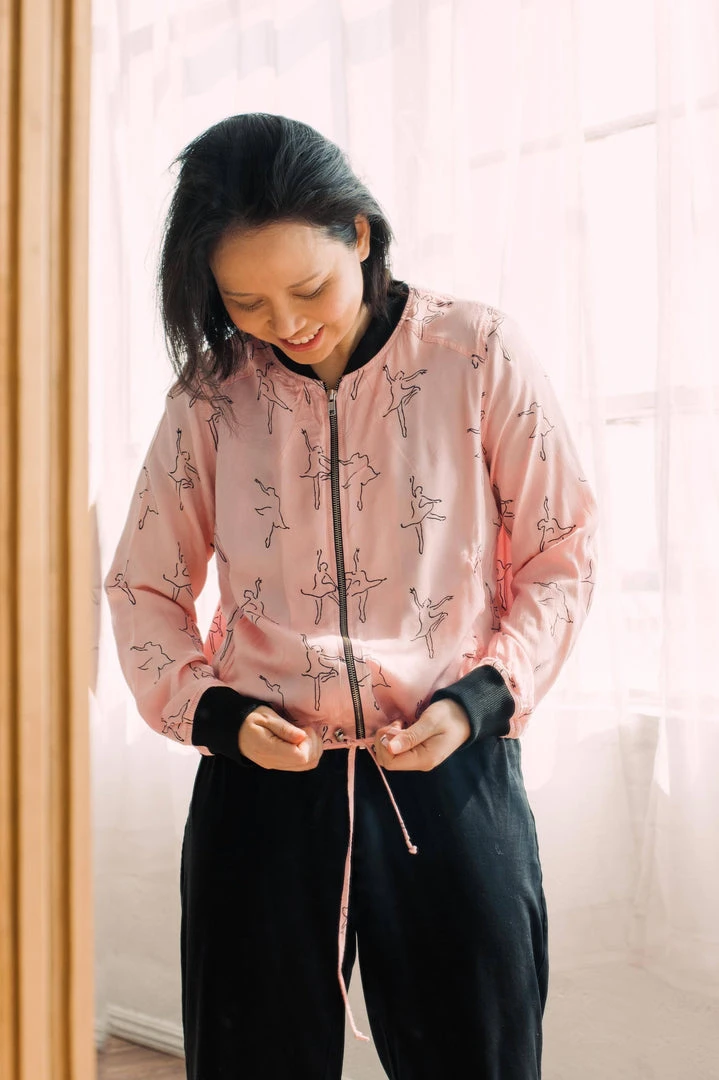 Symbology Dancing Ballerina Modal Bomber - Pink + Black 5 Symbology Dancing Ballerina Modal Bomber - Pink + Black