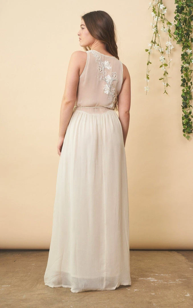 Symbology Floral Embroidered Dress - Cream + Silver Special Occasion 4 Symbology Floral Embroidered Dress - Cream + Silver Special Occasion