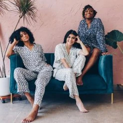 Symbology Geo Starburst Modal Pajama Set - Navy + Cream