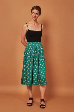 Symbology Best Sellers Gingko Leaf Midi Skirt - Green + Gold 9 Symbology Best Sellers Gingko Leaf Midi Skirt - Green + Gold