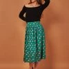 Symbology Best Sellers Gingko Leaf Midi Skirt - Green + Gold 2 Symbology Best Sellers Gingko Leaf Midi Skirt - Green + Gold