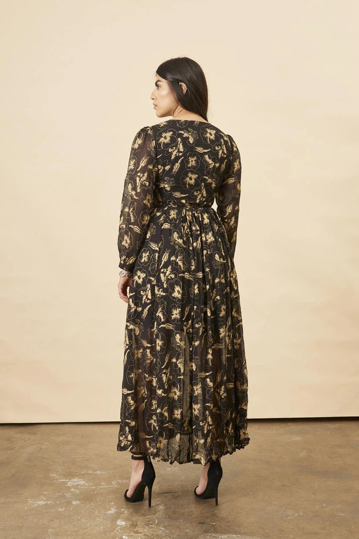 Symbology Hibiscus Flower Empress Maxi - Black + Gold Best Sellers 4 Symbology Hibiscus Flower Empress Maxi - Black + Gold Best Sellers