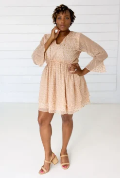Symbology Leopard Chiffon Dress - Blush + Gold