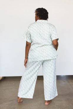 Symbology Best Sellers Modal Leopard Pajama Set - Cream + Sage