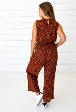 Symbology Clothing Leopard Sleeveless Jumpsuit - Sierra + Black