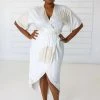 Symbology Peacock Modal Maxi Wrap Dress - White + Gold