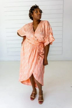 Symbology Stylized Modal Maxi Wrap Dress - Peach