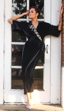 Symbology Special Occasion Velvet Wrap Dress In Midnight Blue 8 Symbology Special Occasion Velvet Wrap Dress In Midnight Blue