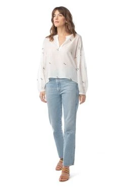 Synergy Organic Clothing Embroidered Amber Top - Tofu White