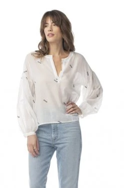 Synergy Organic Clothing Embroidered Amber Top - Tofu White